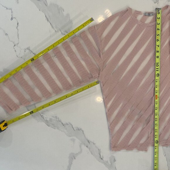 Zara - Long sleeve top, Diagonal patterned stripes, Summery, Pink Sheer - Size L - Picture 5 of 6